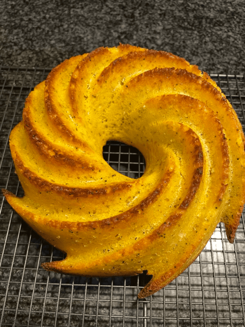 Fluffy & bright golden brown orange cake
